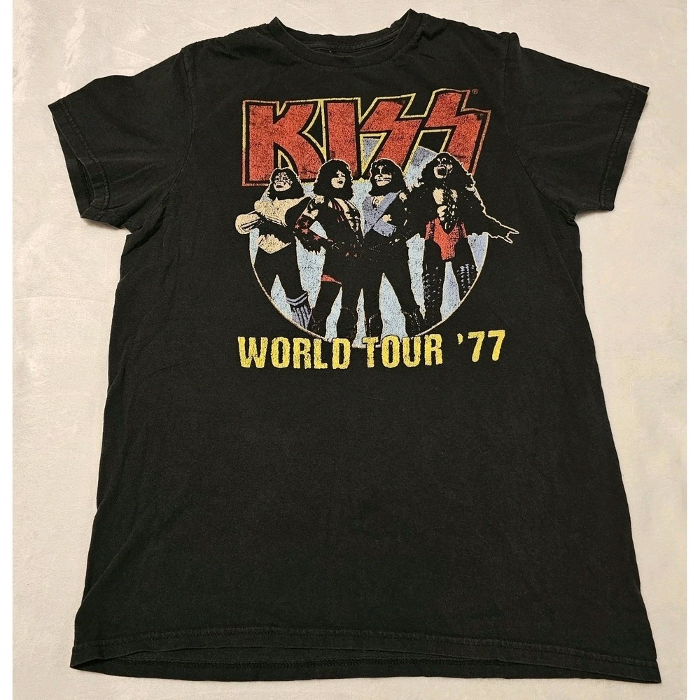 Kiss World Tour "77" Black T -Shirt Size Adult Small USED
